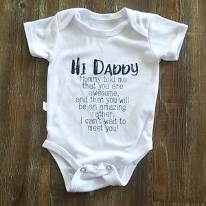 (5 for $25) Announcement onesie